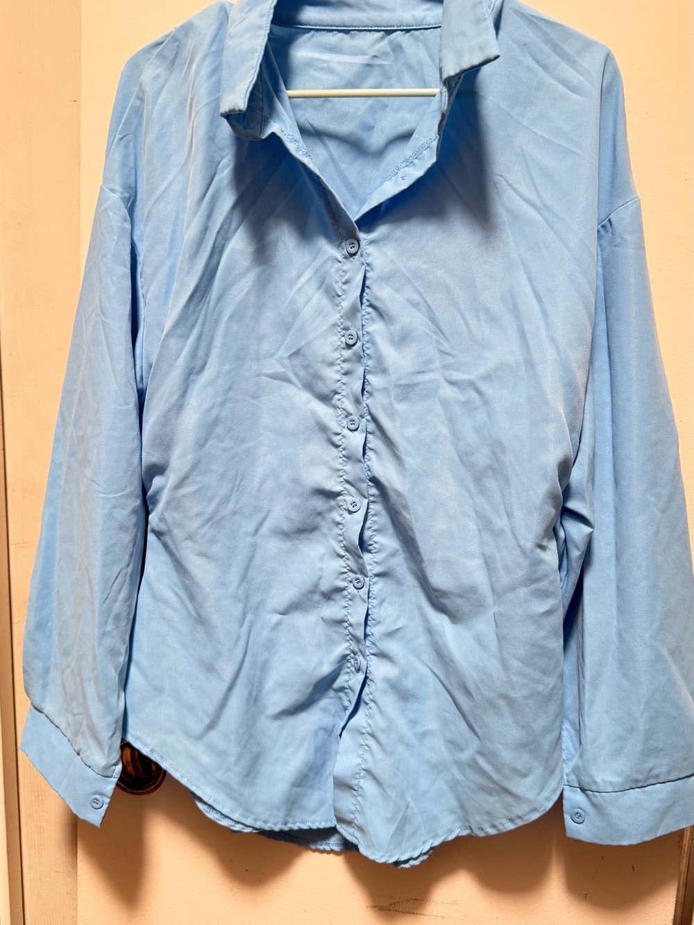 Shein Light Blue women’s Button-Up Shirt